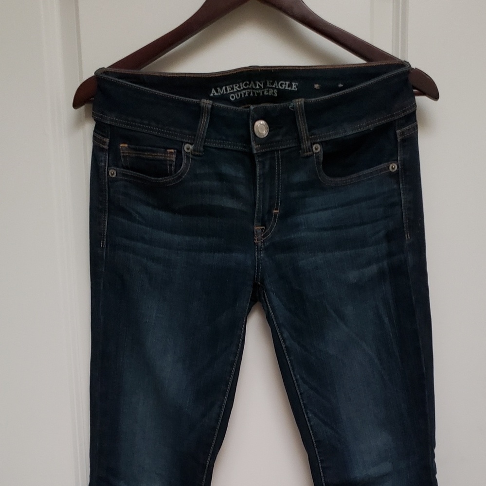 AE bootcut dark blue jeans
